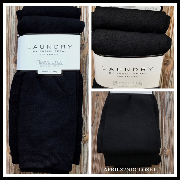 2 BLACK FLEECE LINED LEGGINGS TIGHTS A3C - Picture 4 of 15